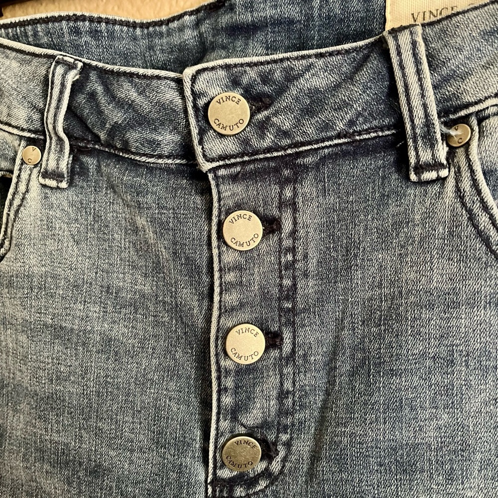 Vince Camuto Blue Ankle Cropped Jeans with Frayed Hem - Picture 6 of 8